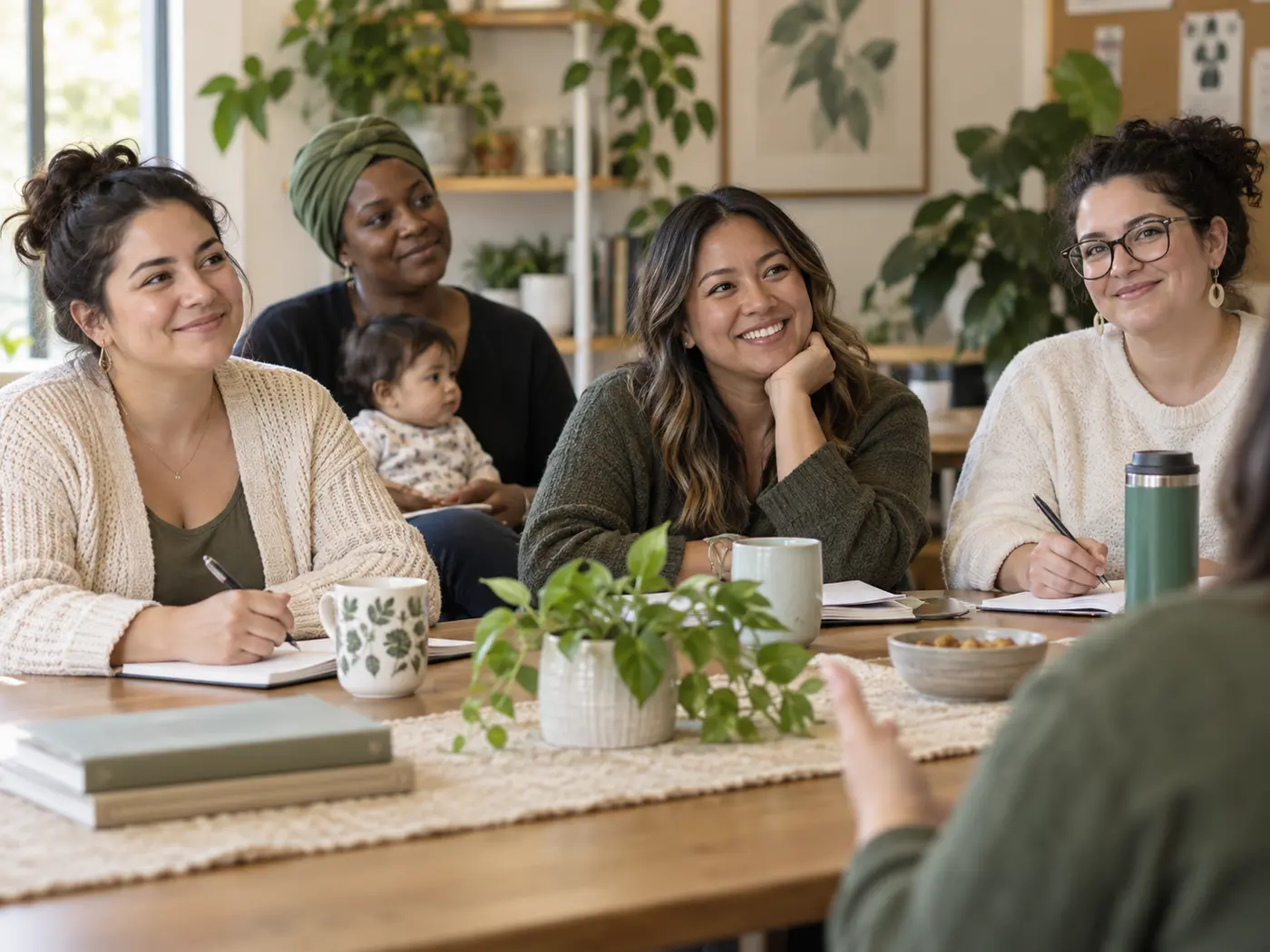 Caregivers and mothers gathered for a community workshop